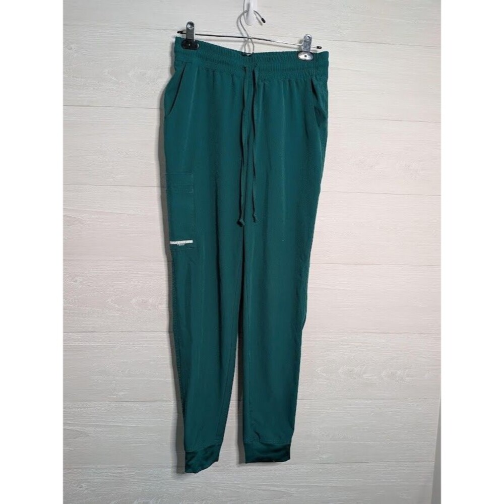 Skechers by Barco Reliance Scrub Joggers Womens XS Teal Green Cargo STRETCH EUC